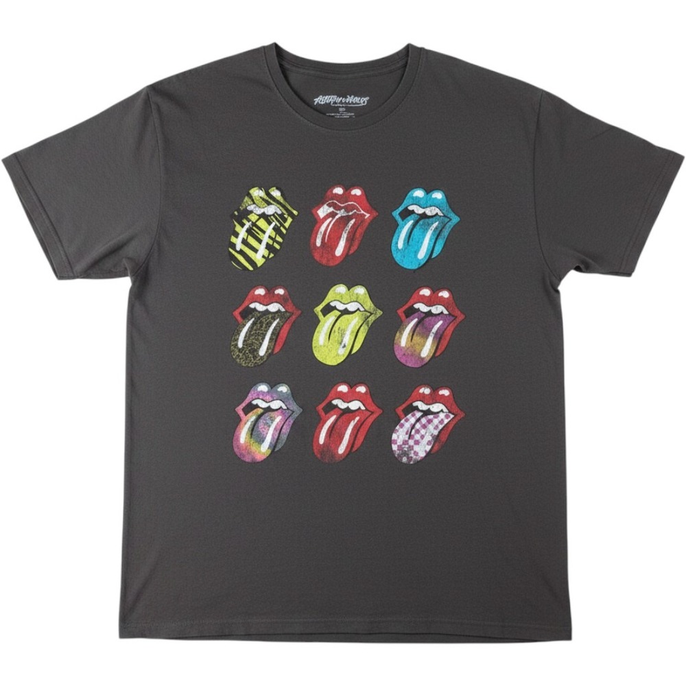 The‎ Rolling Stones Graphic T-Shirt XL Gray Multi-Color Tongue Logo 2021 Bravado